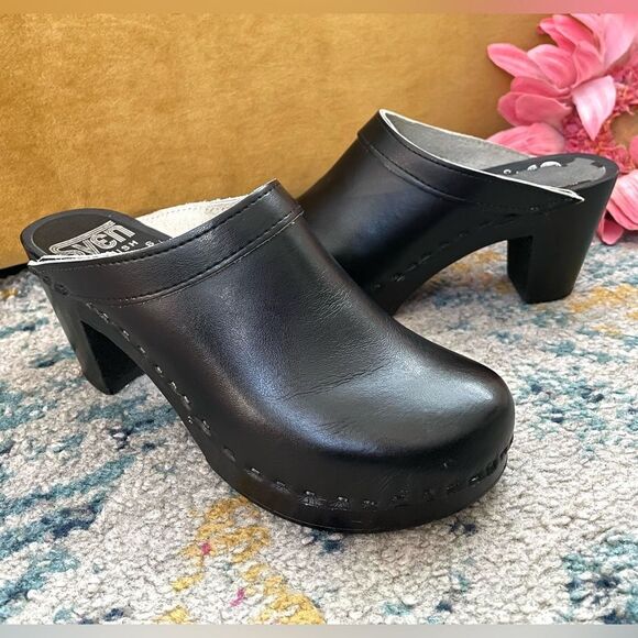 Sven Swedish Clogs High Heel Black 38 - Picture 1 of 9